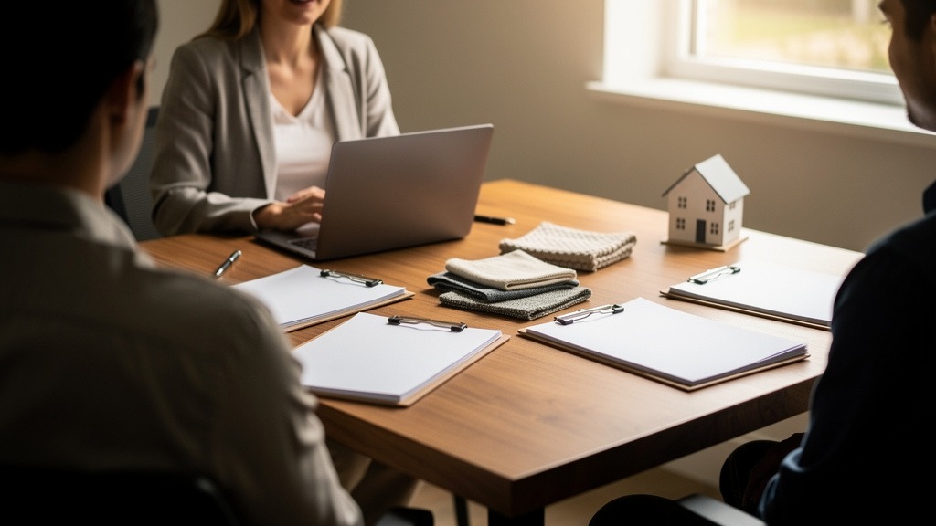 Conseiller logement en rendez-vous avec un couple