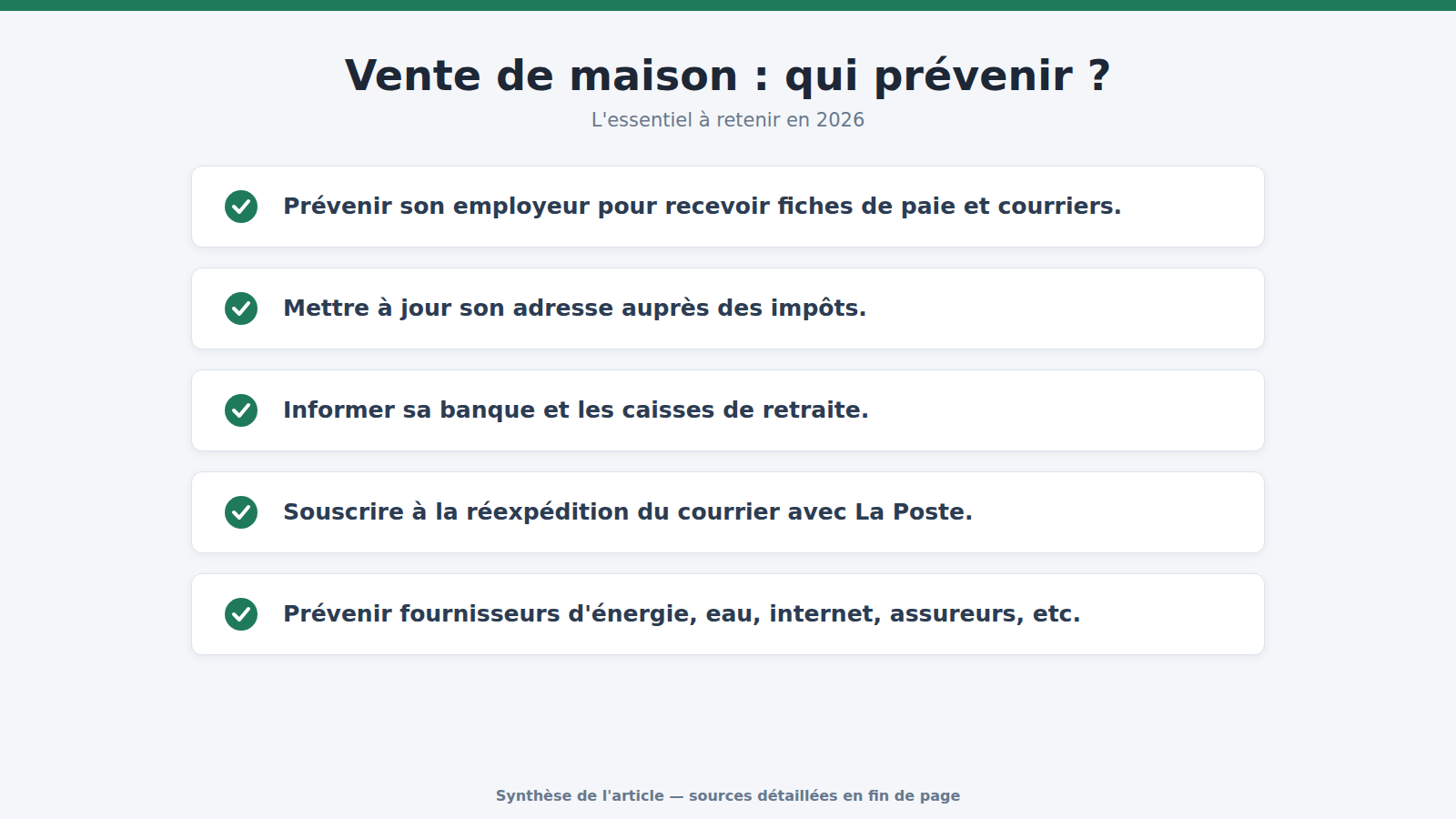 Vente de maison : qui prévenir ? : l'essentiel à retenir (2026)