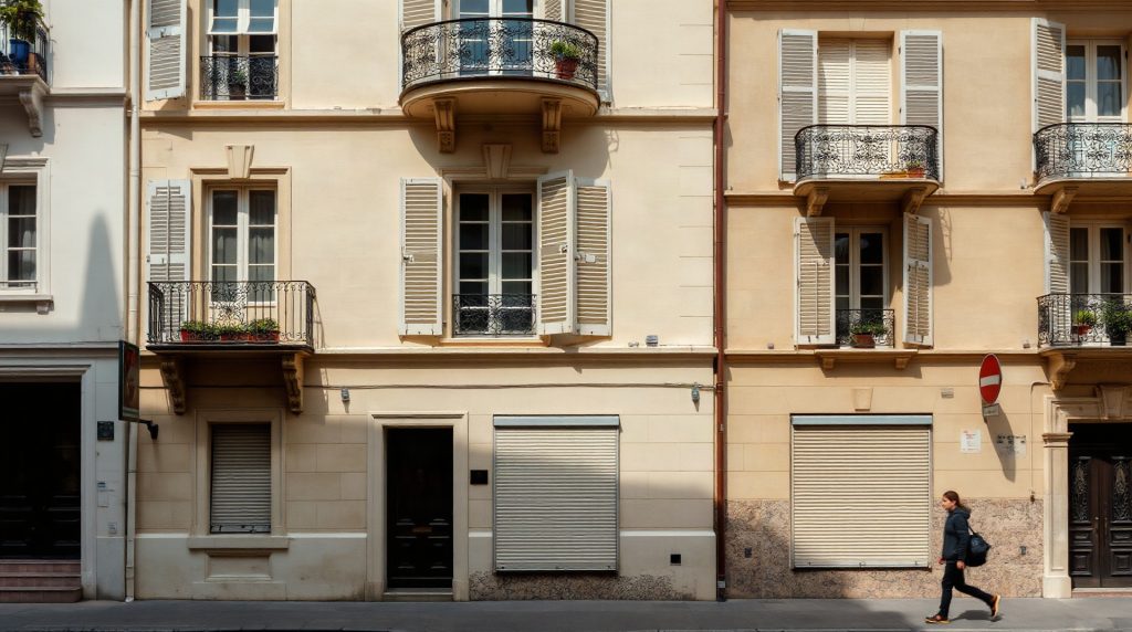 Façade d'immeuble résidentiel dans une ville d'Auvergne-Rhône-Alpes