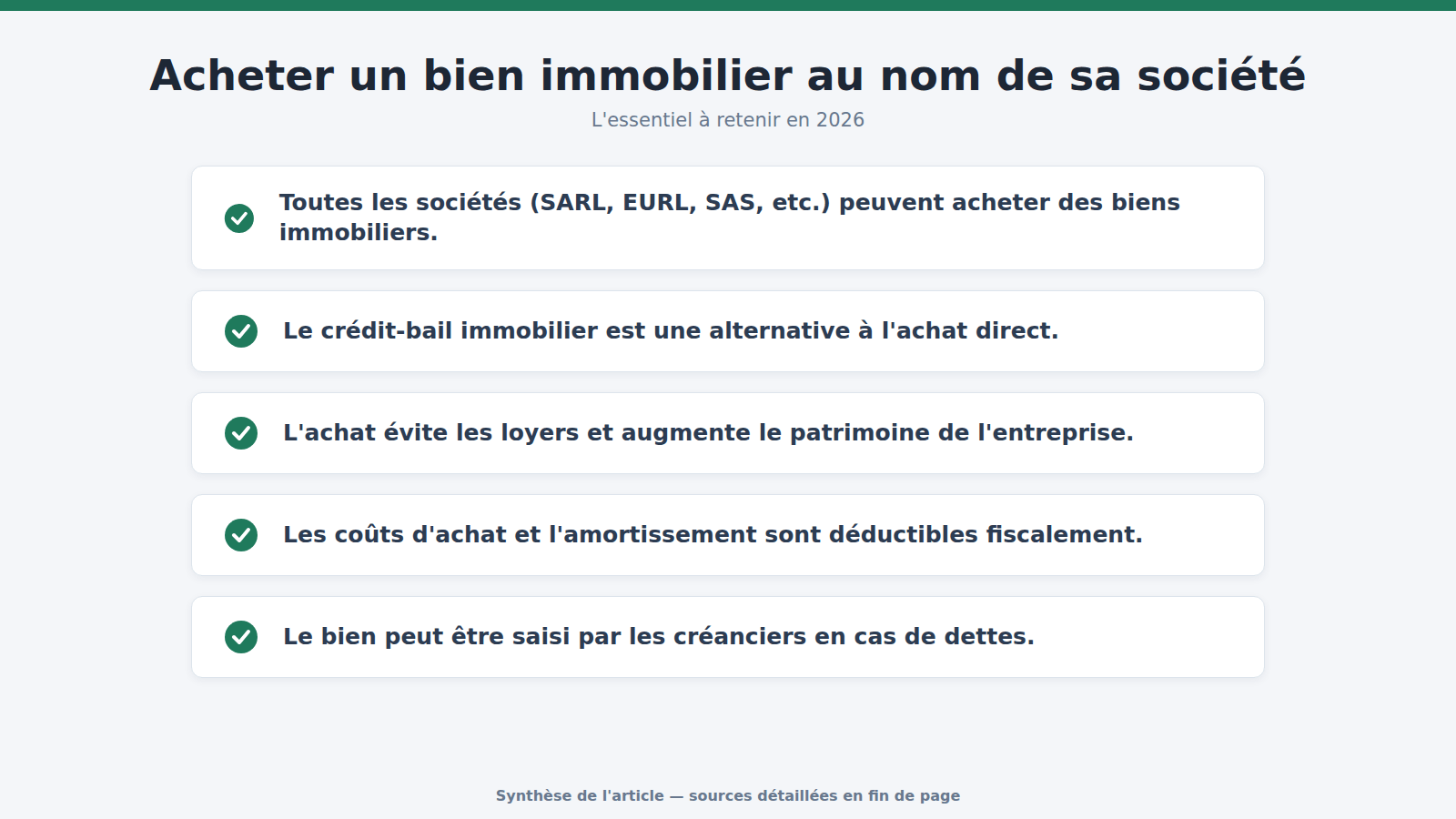 Acheter un bien immobilier au nom de sa société : l'essentiel à retenir (2026)