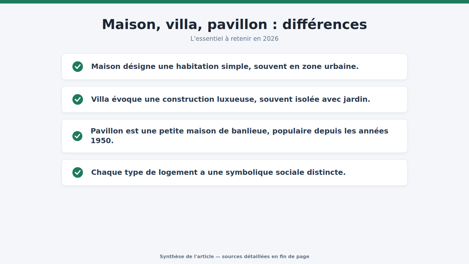 Maison, villa, pavillon : différences : l'essentiel à retenir (2026)