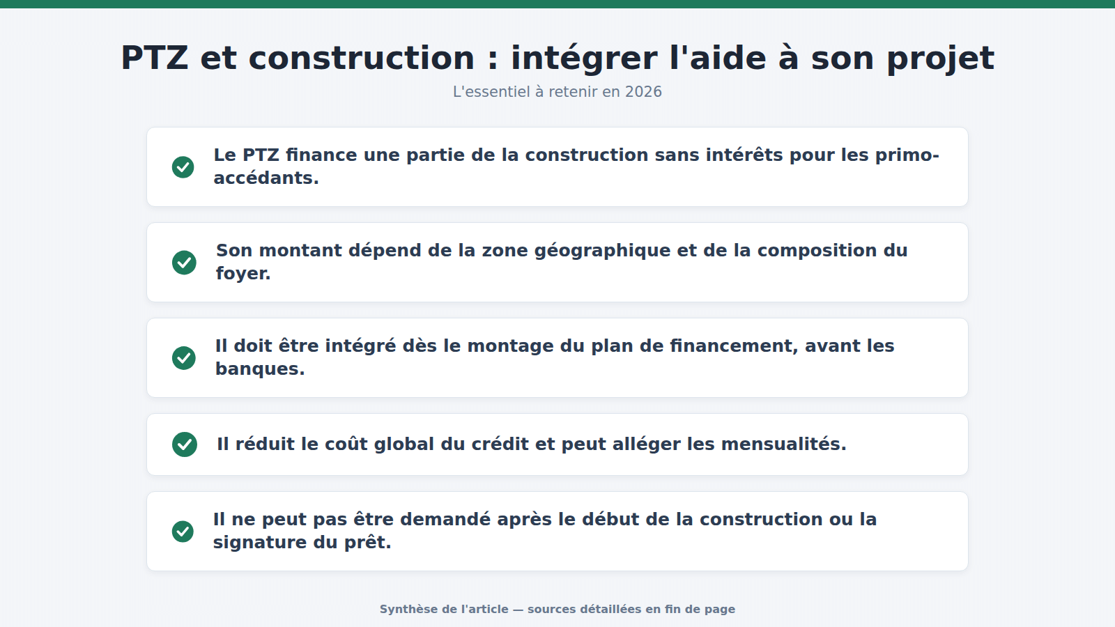 PTZ et construction : intégrer l'aide à son projet : l'essentiel à retenir (2026)