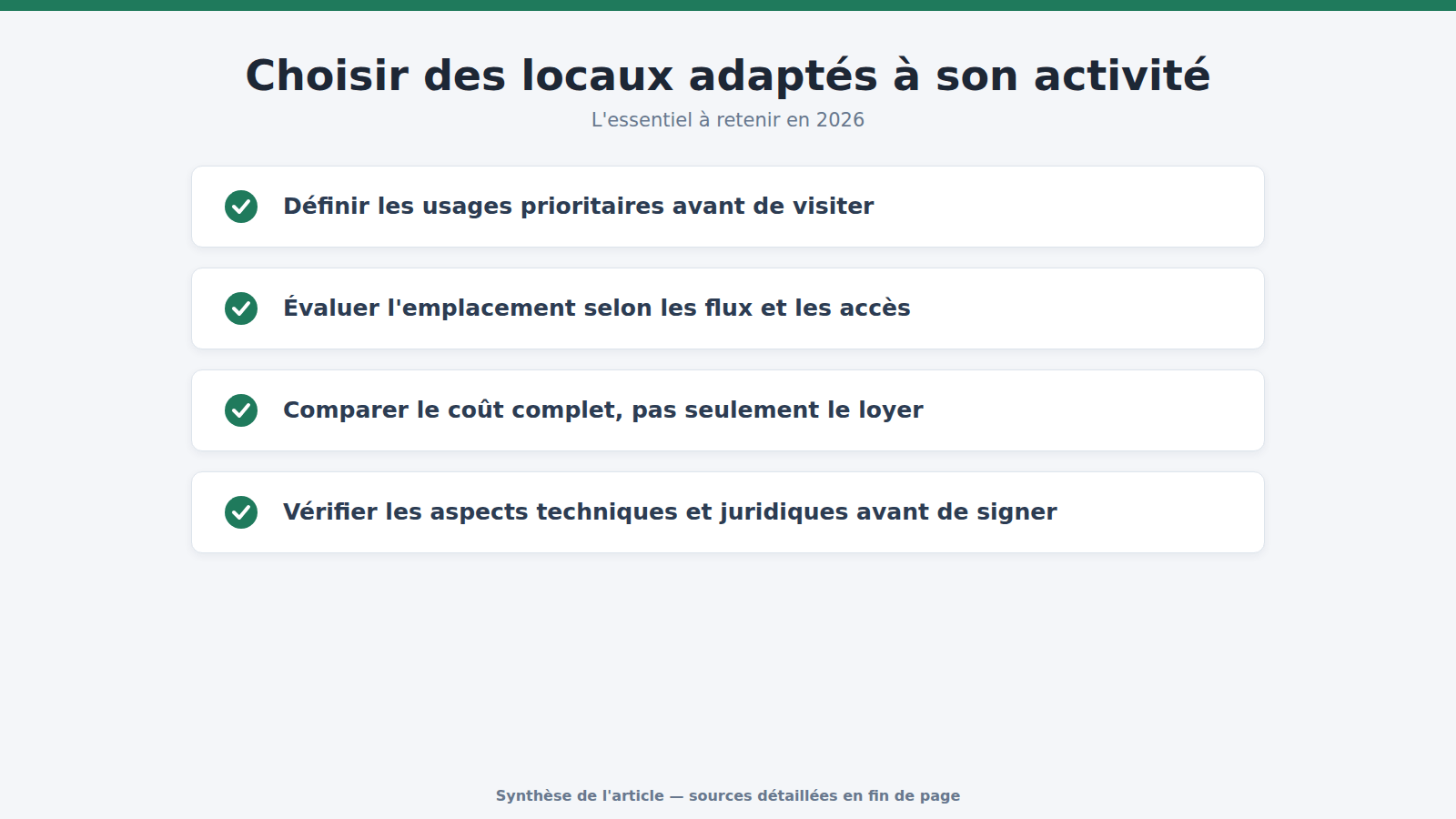 Choisir des locaux adaptés à son activité : l'essentiel à retenir (2026)