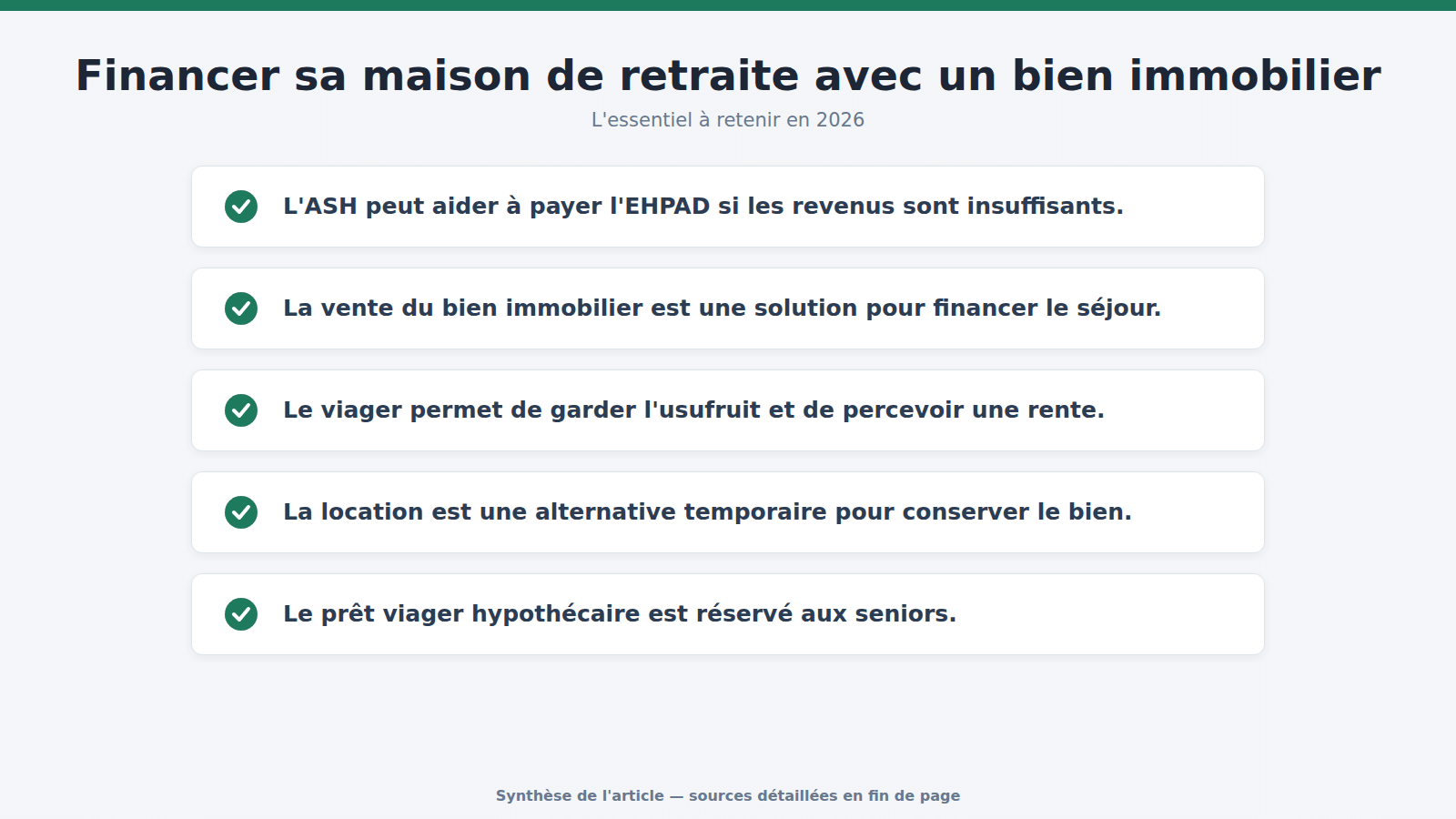 Financer sa maison de retraite avec un bien immobilier : l'essentiel à retenir (2026)