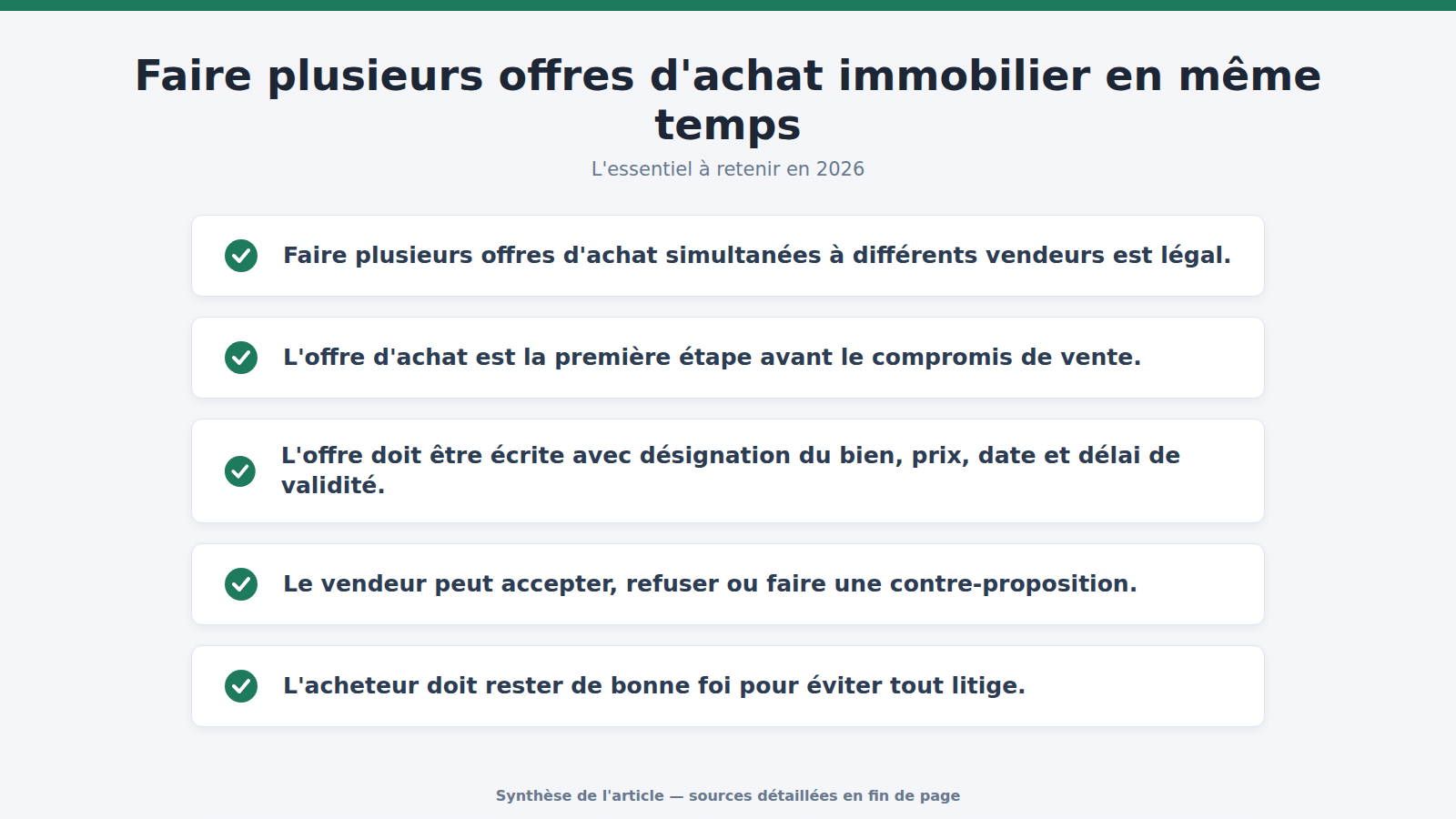 Faire plusieurs offres d'achat immobilier en même temps : l'essentiel à retenir (2026)