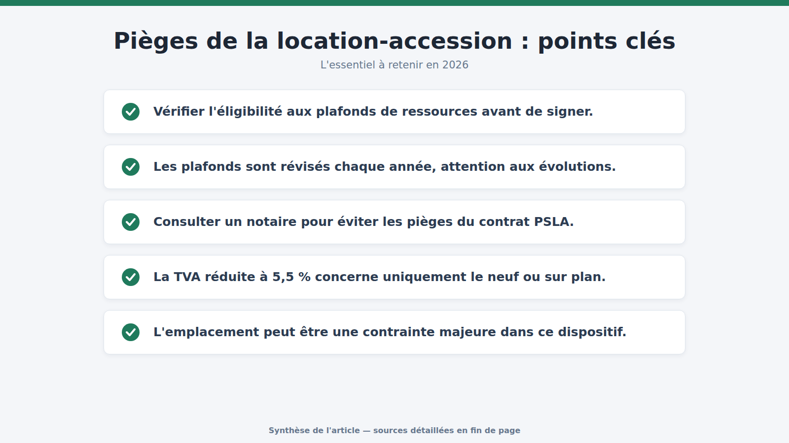Pièges de la location-accession : points clés : l'essentiel à retenir (2026)