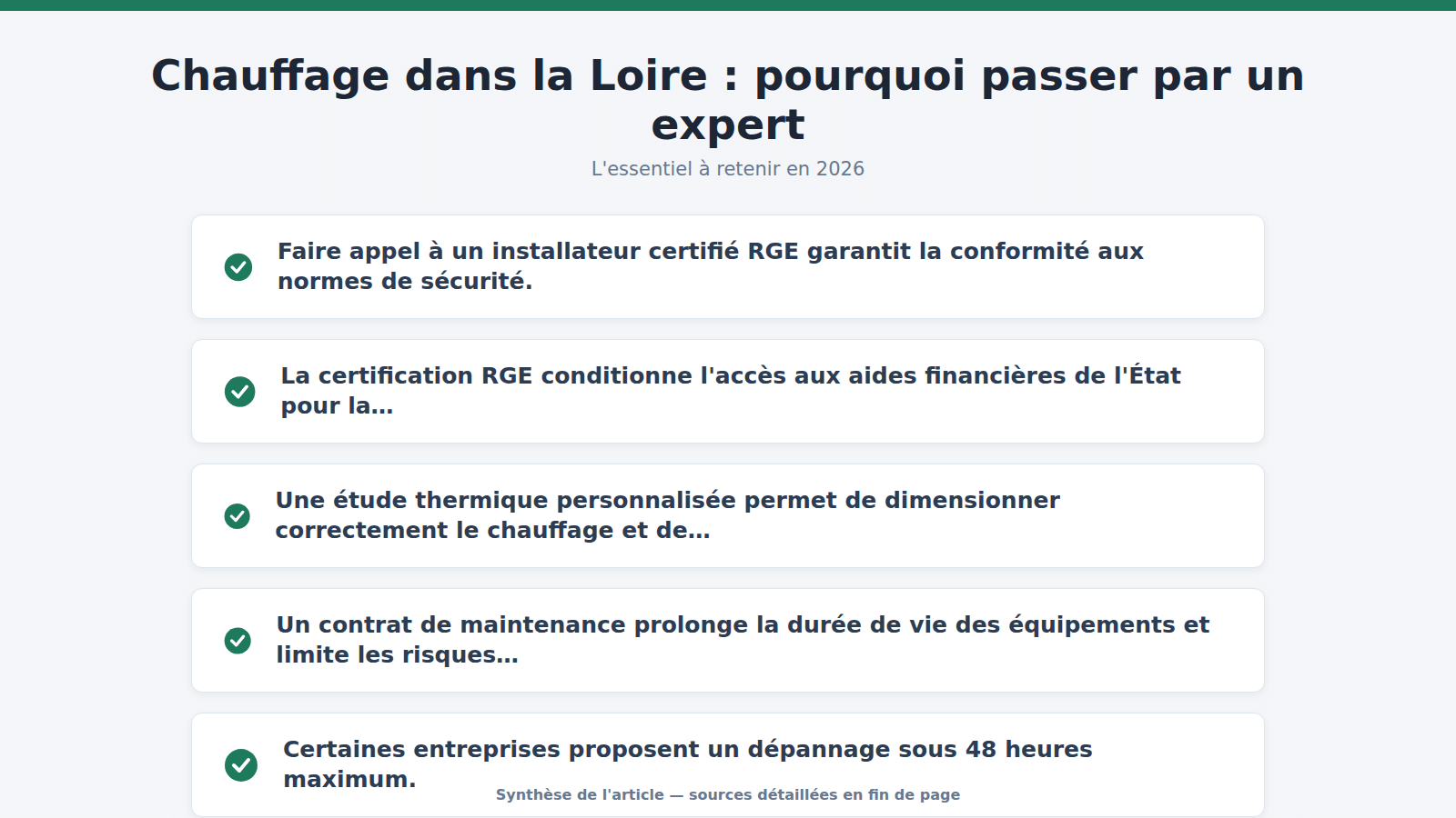Chauffage dans la Loire : pourquoi passer par un expert : l'essentiel à retenir (2026)
