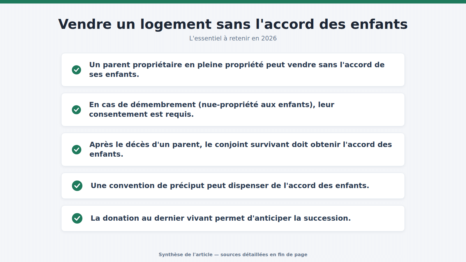 Vendre un logement sans l'accord des enfants : l'essentiel à retenir (2026)