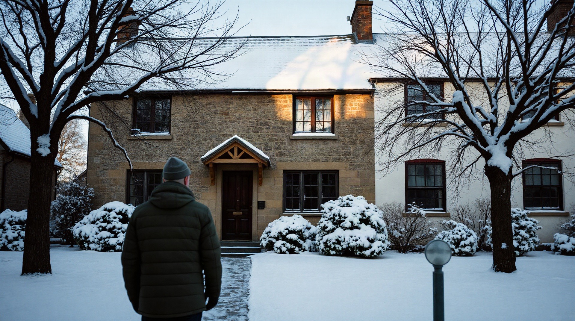 Maison de caractère sous la neige à Marly-le-Roi en Île-de-France