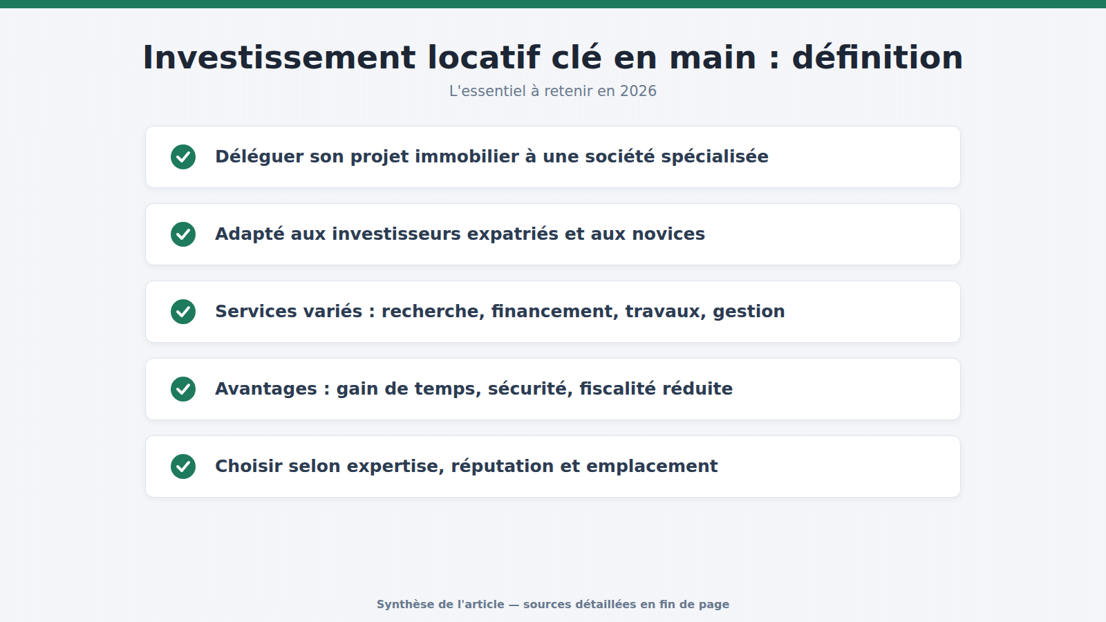 Investissement locatif clé en main : définition : l'essentiel à retenir (2026)