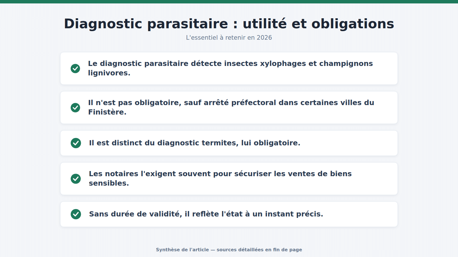 Diagnostic parasitaire : utilité et obligations : l'essentiel à retenir (2026)